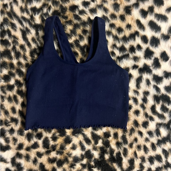 Spiritual Gangster Amor Cropped Ribbed Tank Top M/L (Inky Navy) - Picture 1 of 2